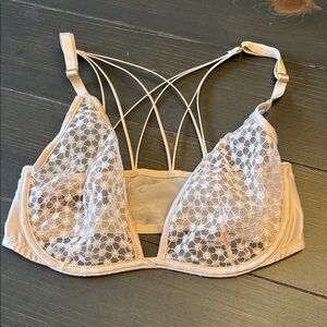 Victoria's secret sheer flower print peach cupless bra size 34 D